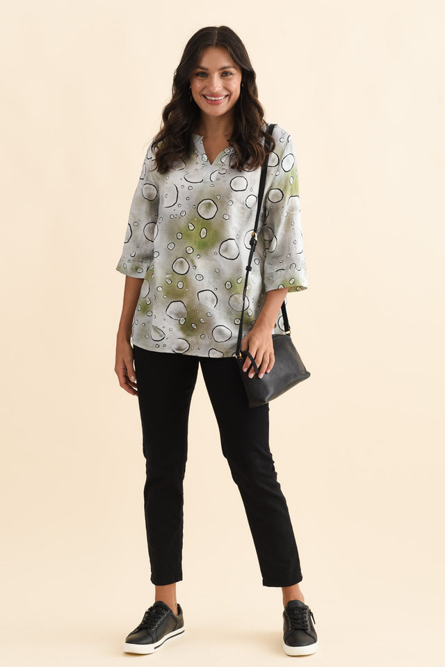 Maddox Sage Bubble Cotton Blend Top,Brunette model,alt text|model:Brontie image 3