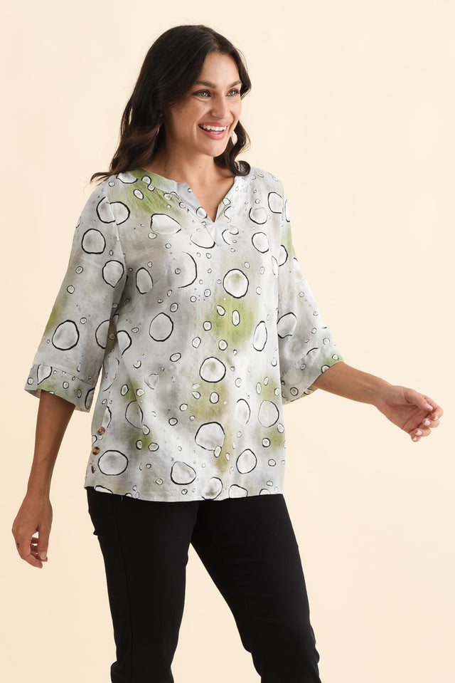 Maddox Sage Bubble Cotton Blend Top,Brunette model,alt text|model:Brontie image 4