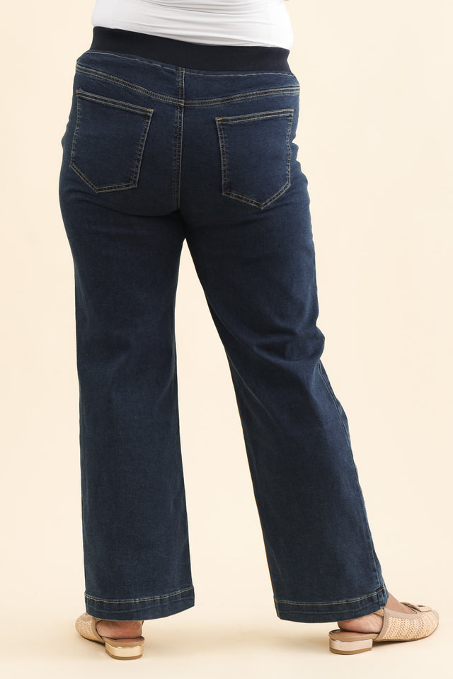 Maddy Dark Blue Straight Leg Jeans,Brunette model,alt text|model:Pilita image 12