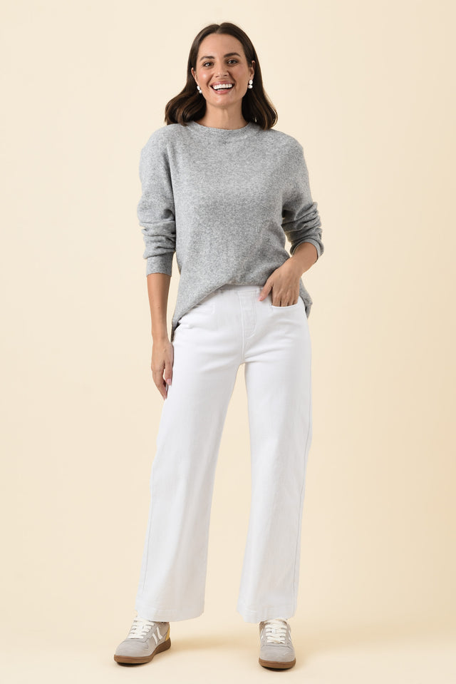 Maddy White Straight Leg Jeans,Brunette model,alt text|model:MJ image 3