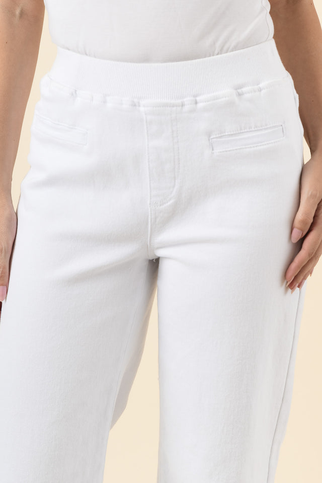 Maddy White Straight Leg Jeans,Brunette model,alt text|model:MJ image 6