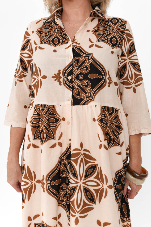 Madelina Brown Mosaic Cotton Dress