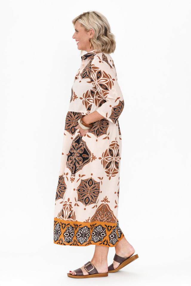 Madelina Brown Mosaic Cotton Dress