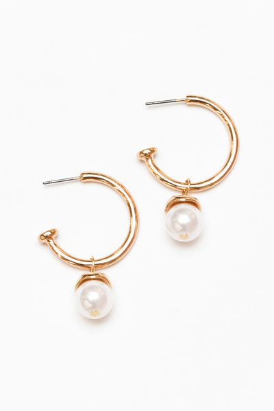 Madeline Gold Pearl Drop Earrings