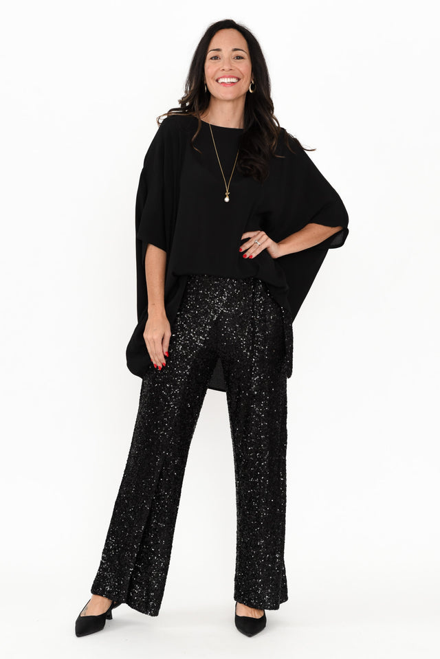 Mae Black Sequin Wrap Pants banner image