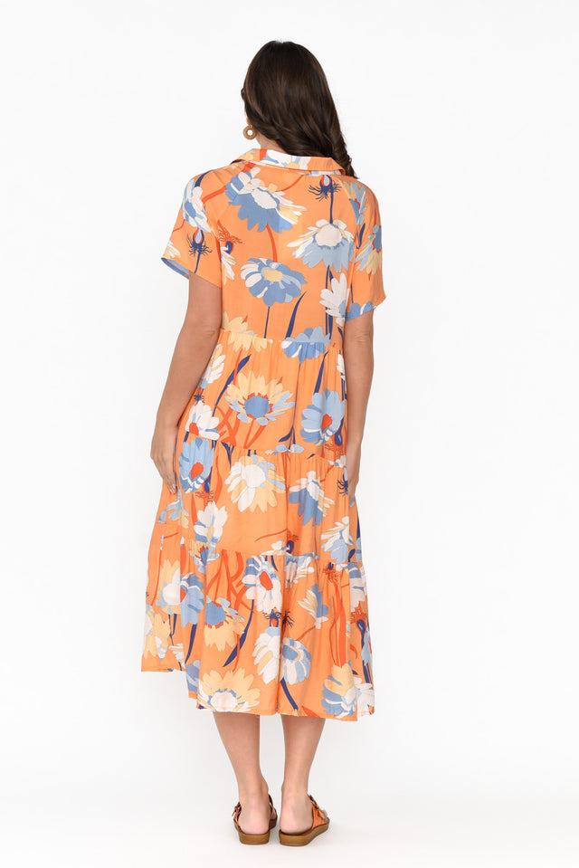 Maelle Orange Flower Cotton Tier Dress image 6