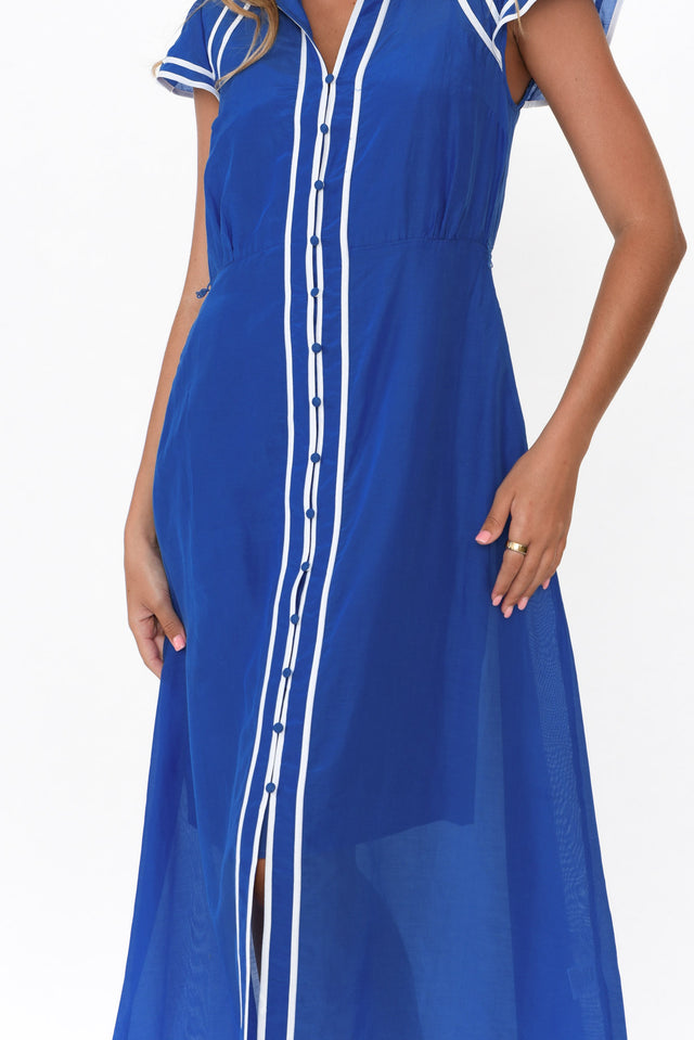 Maelo Blue Cotton Silk Tie Dress image 5