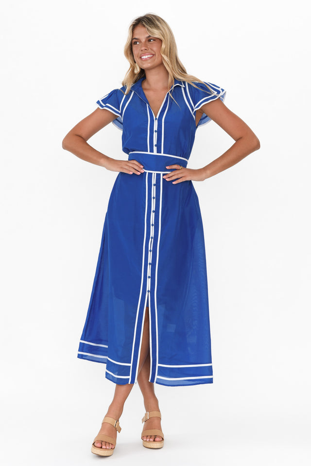Panama Azure Blue Cotton Maxi Dress banner image