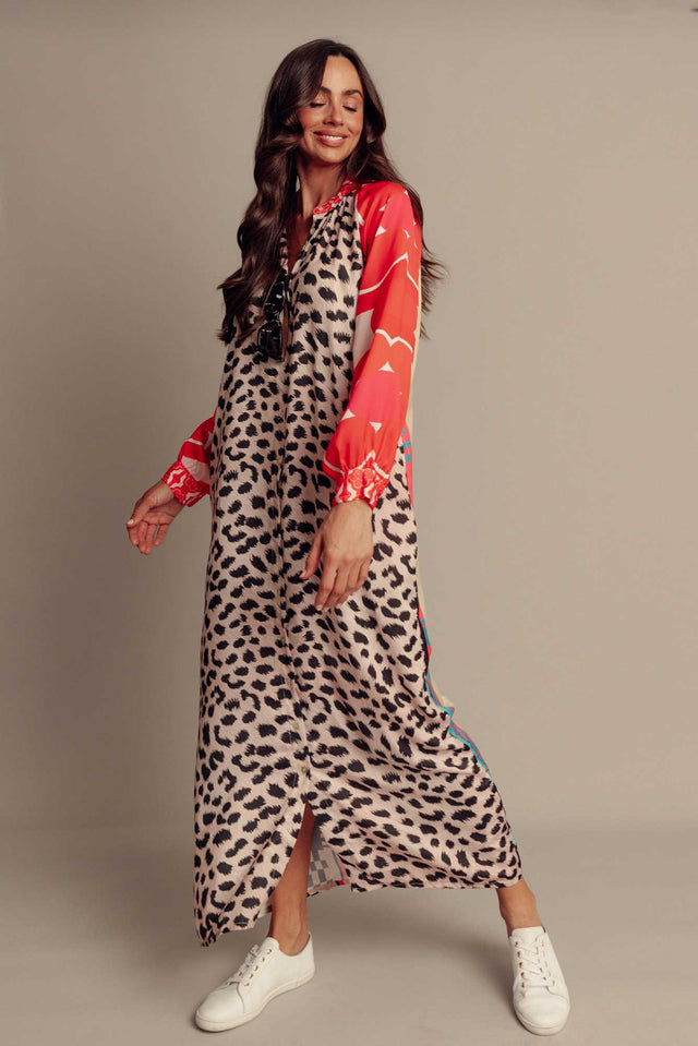 Maeva Red Leopard Shirt Dress image 1