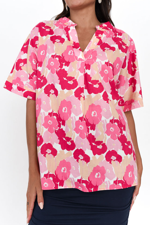Maiana Pink Wildflower Cotton Top