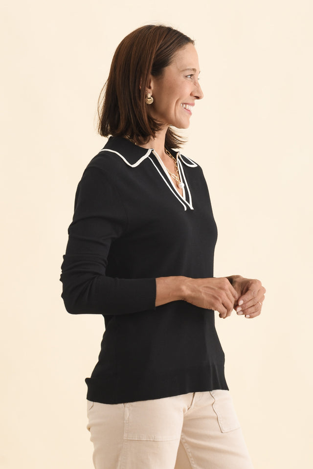Makenna Black Collared Knit Top image 5