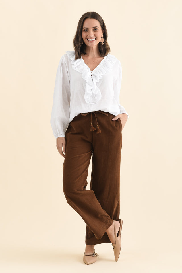 Makenna Brown Corduroy Tassel Pants,Brunette model,alt text|model:MJ image 7