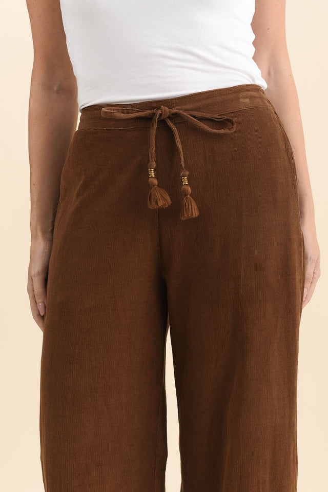 Makenna Brown Corduroy Tassel Pants,Brunette model,alt text|model:MJ image 6