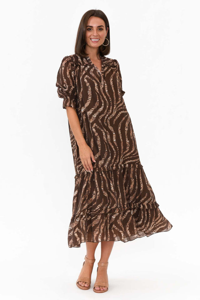 Malcolm Brown Leopard Frill Dress thumbnail 1
