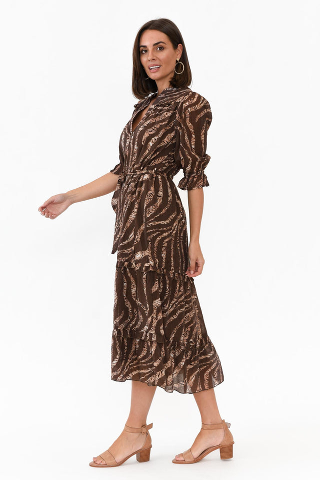 Malcolm Brown Leopard Frill Dress