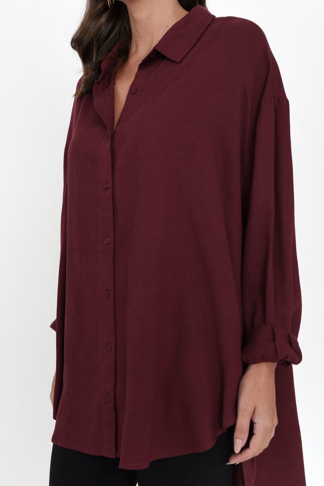 Malena Maroon Collared Shirt