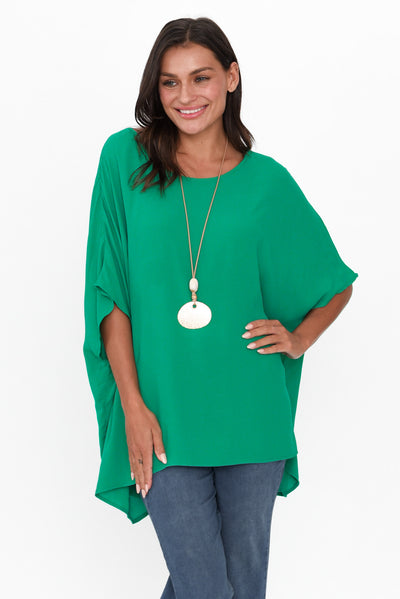 Mali Green Drape Top neckline_Boat   alt text|model:Brontie