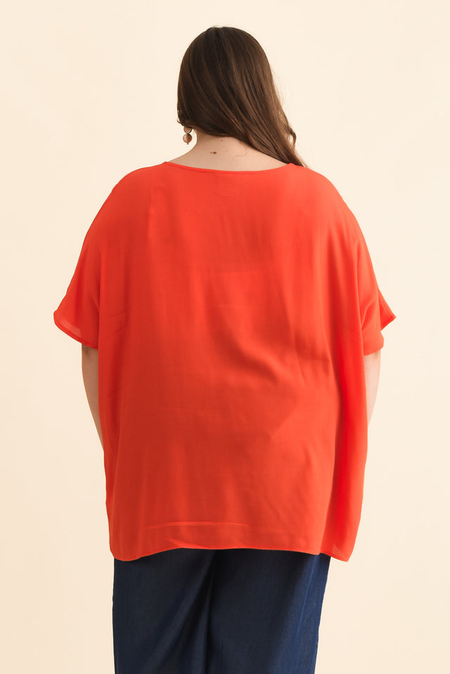 Mali Orange Drape Top,Brunette model,alt text|model:Gabby image 11