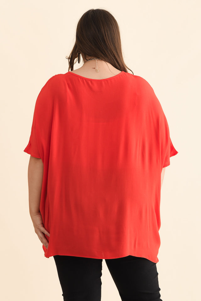 Mali Red Drape Top,Brunette model,alt text|model:Gabby image 11