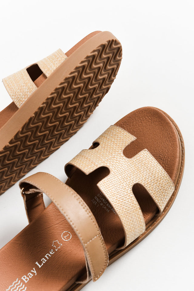 Malibu Natural Raffia Leather Velcro Slide image 6