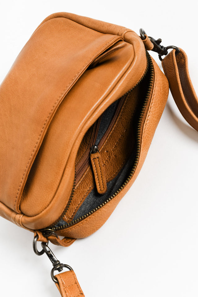 Mallie Tan Leather Crossbody Bag