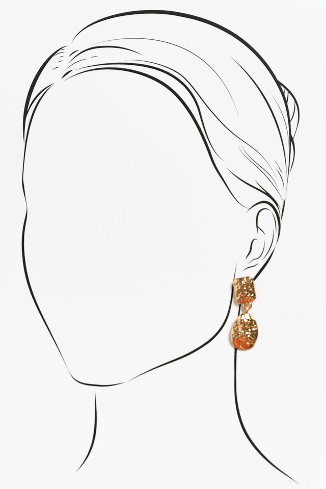 Mallow Gold Textured Drop Earrings image 2