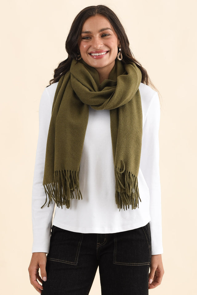 Malone Olive Wool Blend Scarf