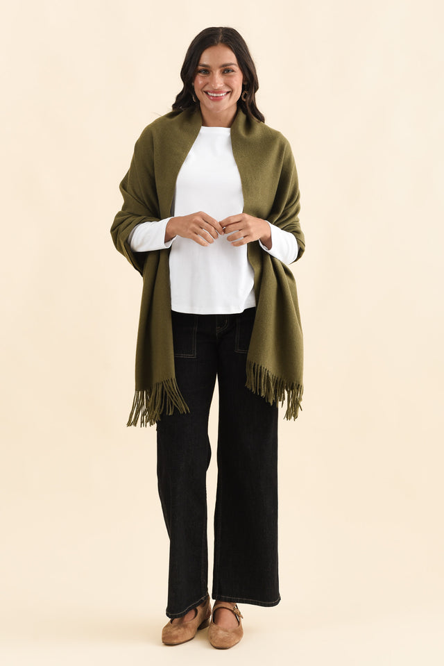 Malone Olive Wool Blend Scarf