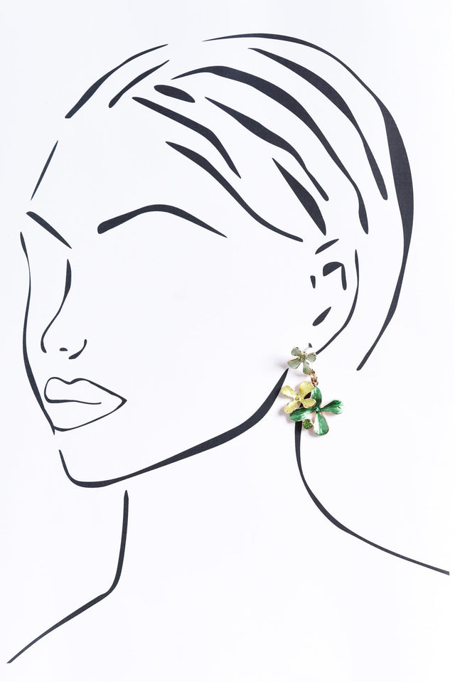 Mamie Green Flower Earrings