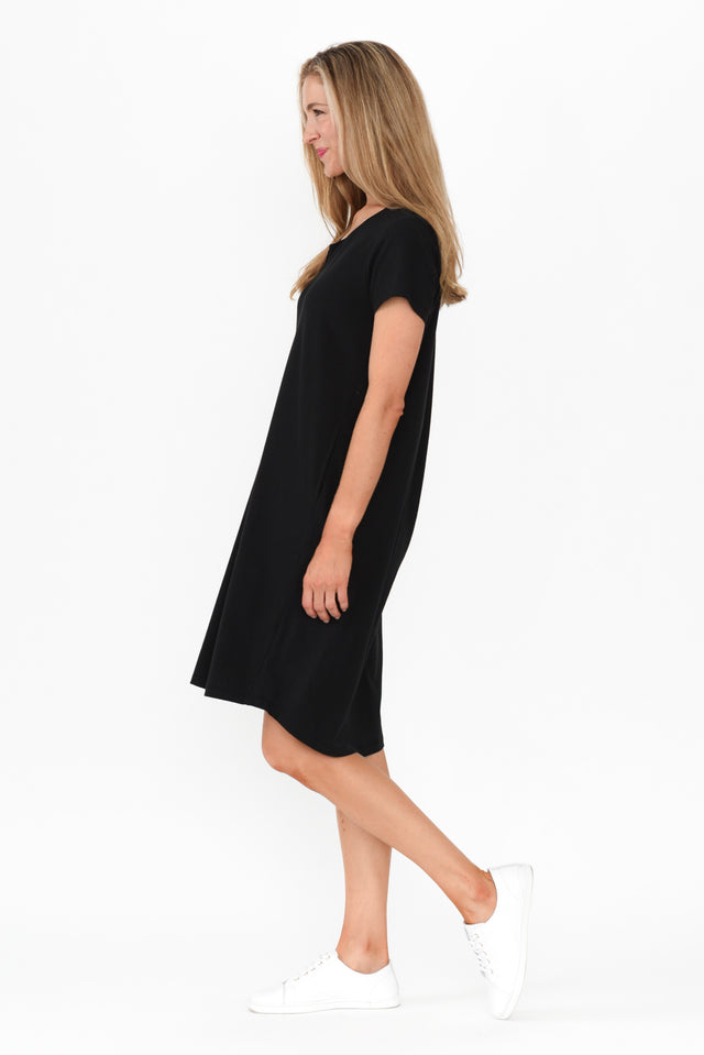 Mandy Black Cotton Tee Dress