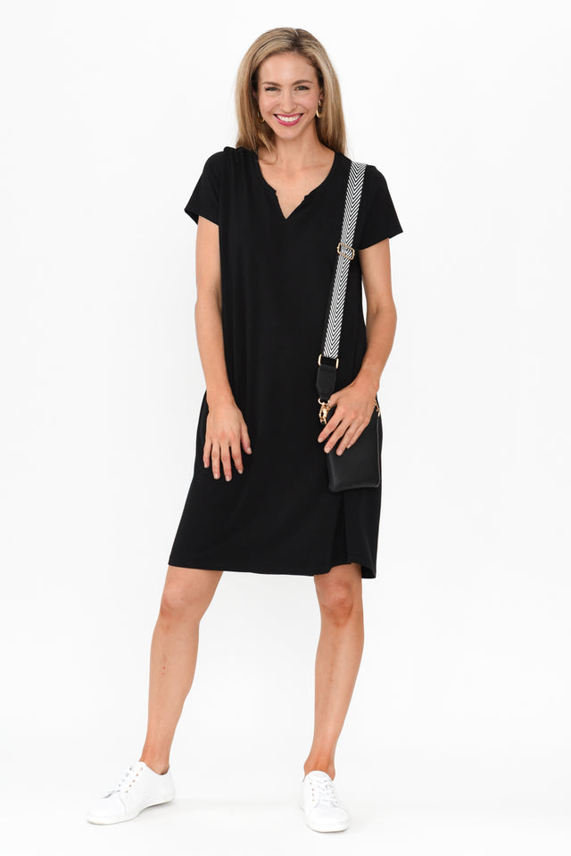 Mandy Black Cotton Tee Dress