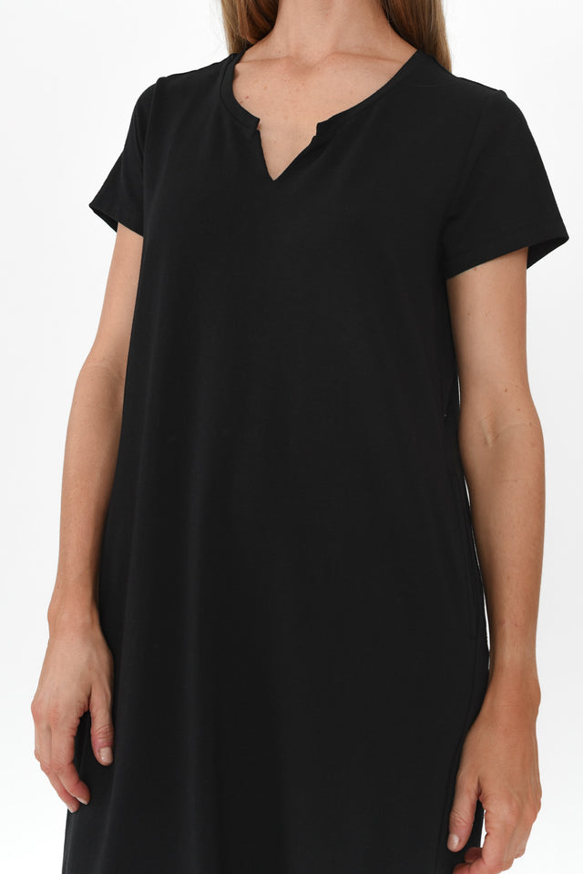 Mandy Black Cotton Tee Dress