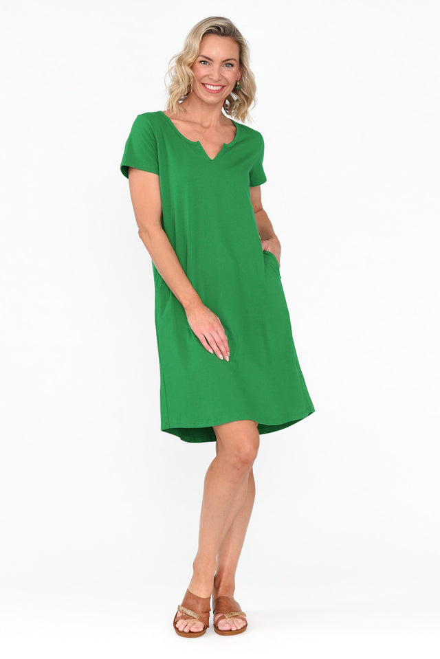 Mandy Green Cotton Tee Dress