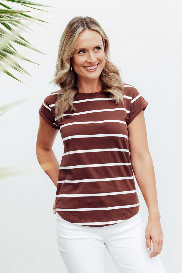 Manly Chocolate Stripe Cotton Tee image 1