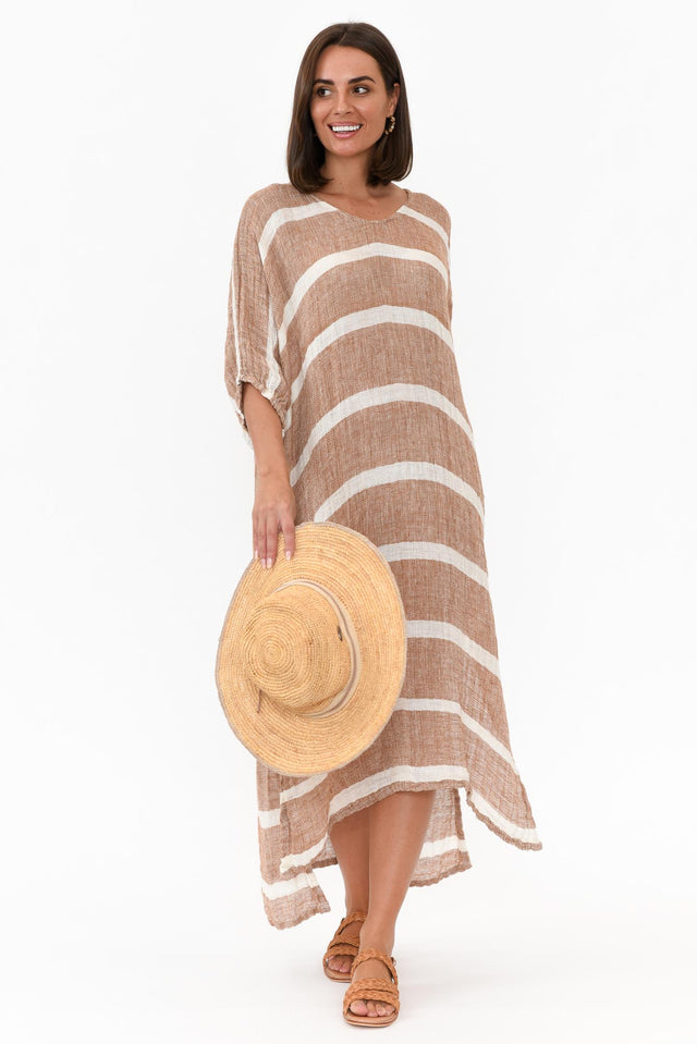 Marcel Rust Stripe Linen Dress image 1