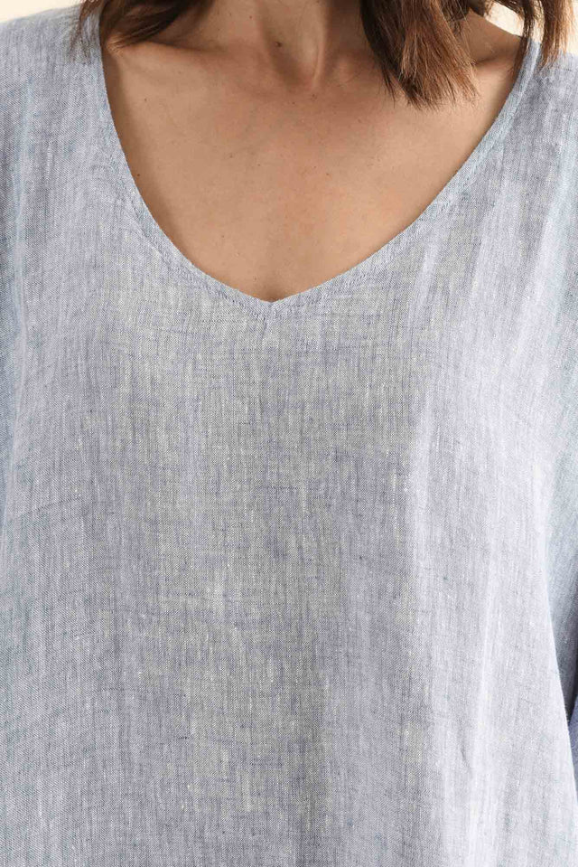 Marcel Steel Linen Dress,Detail,Brunette model,alt text|model:Cara image 5