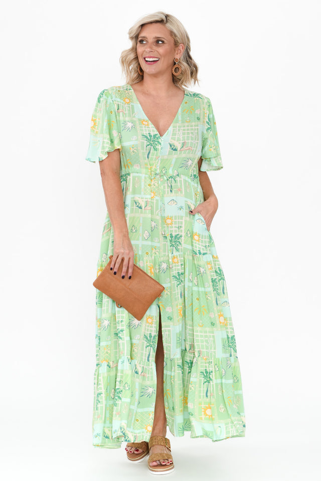 Marcelle Green Tropical Tier Dress image 2