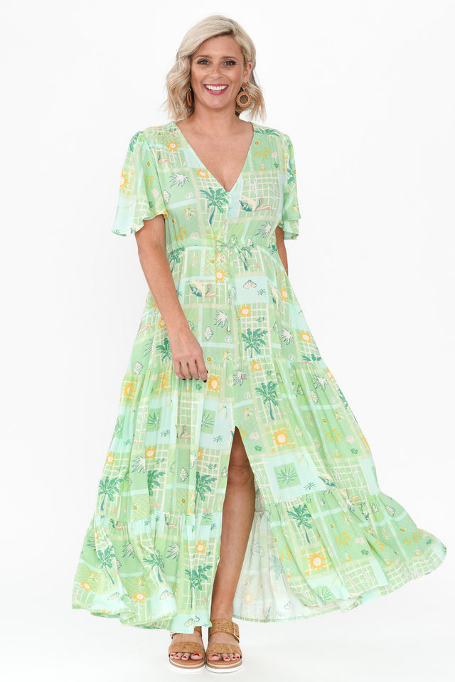 Marcelle Green Tropical Tier Dress image 3