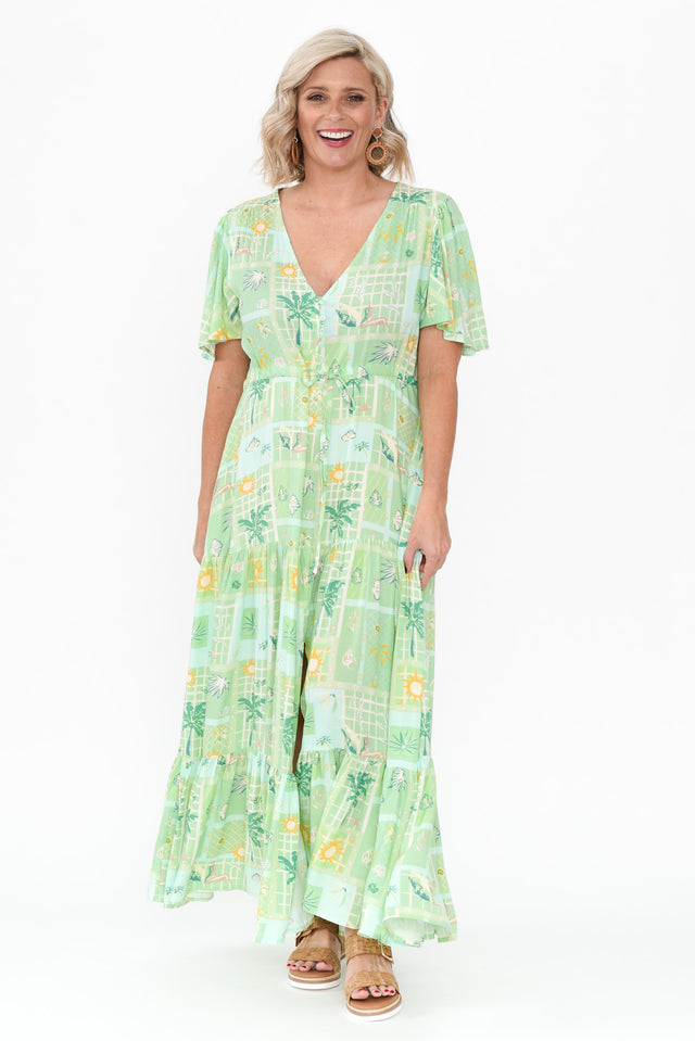 Marcelle Green Tropical Tier Dress image 7