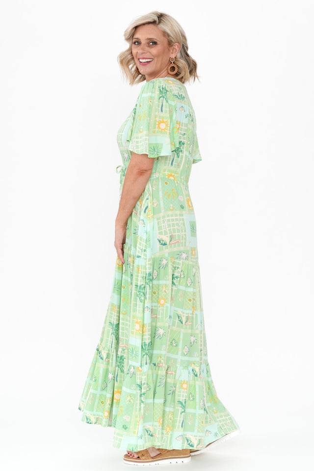 Marcelle Green Tropical Tier Dress