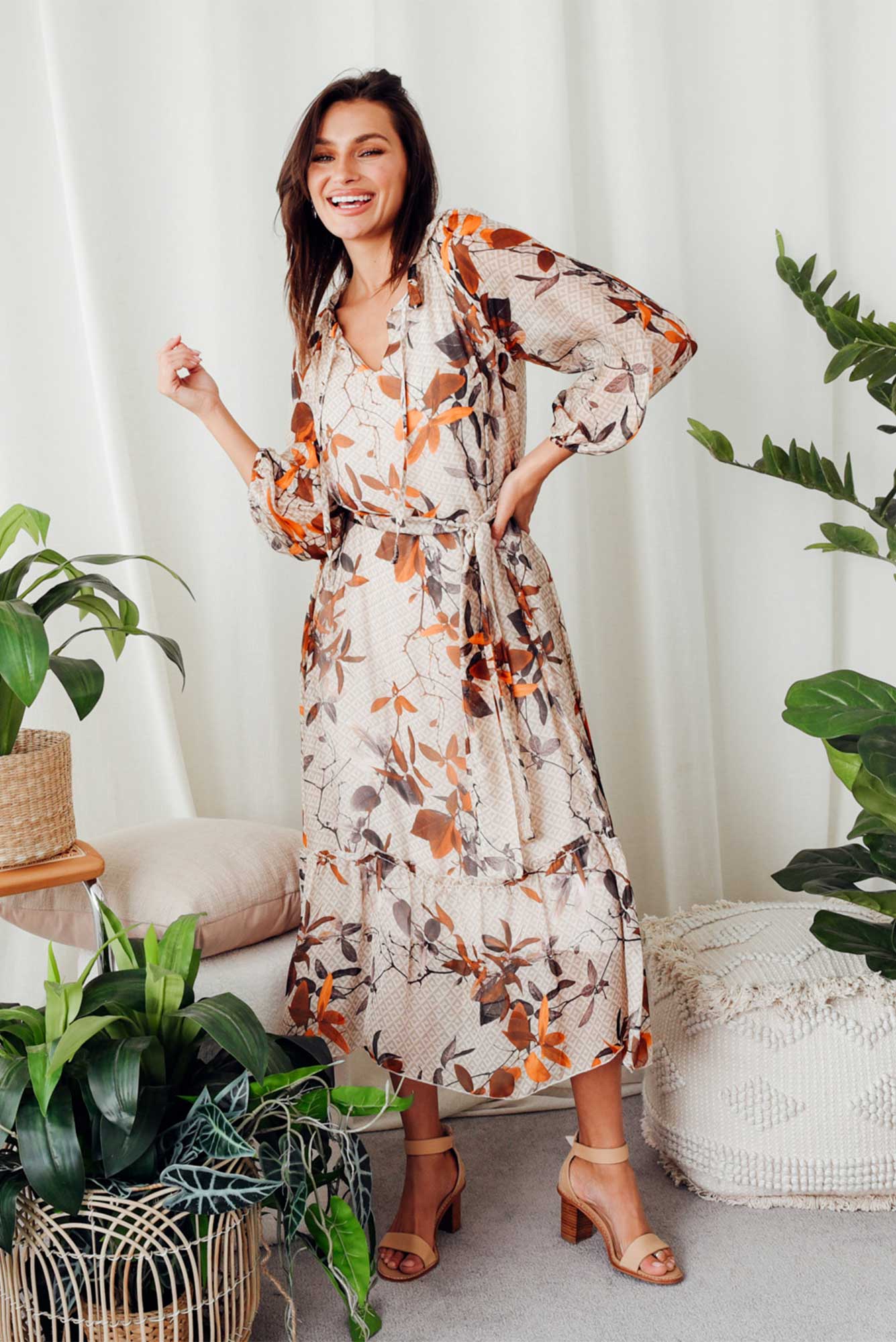 Silk rust outlet dress