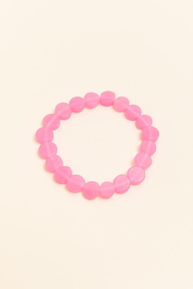 Mari Hot Pink Resin Beaded Bracelet