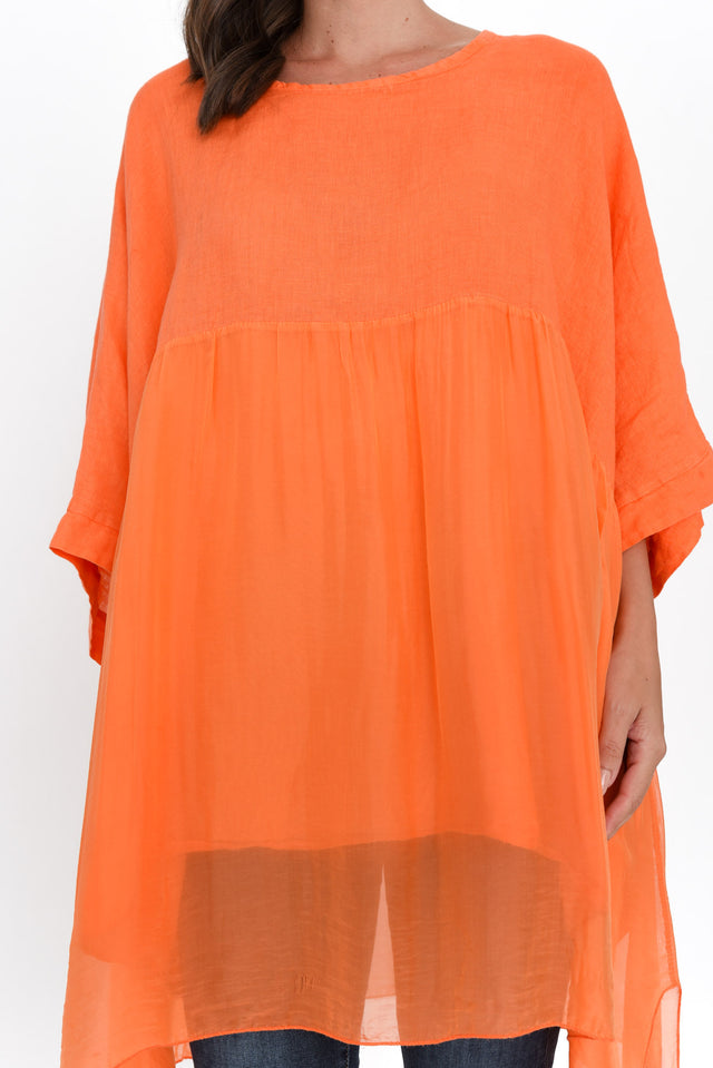Marietta Orange Silk Linen Top