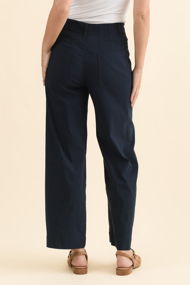 Marine Navy Straight Leg Pants,Brunette model,alt text|model:MJ image 4