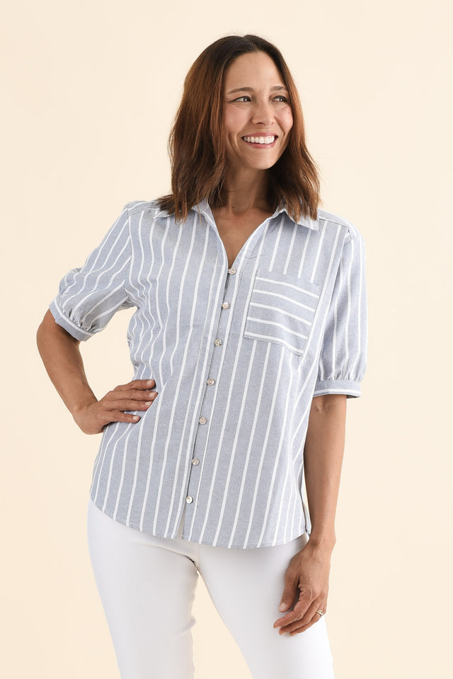 Maris Blue Stripe Cotton Blend Shirt image 1