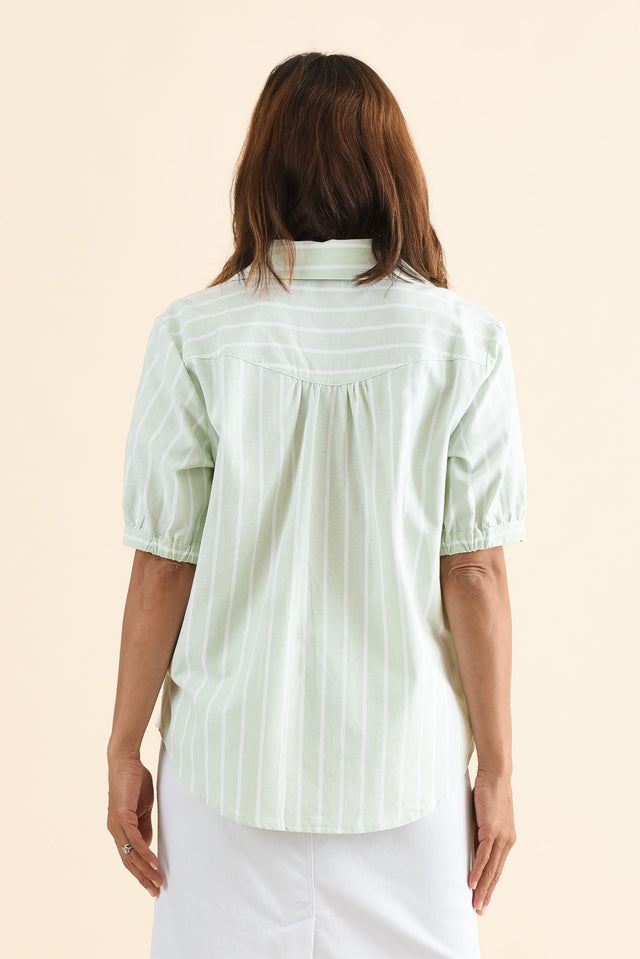 Maris Mint Stripe Cotton Blend Shirt,Back,Brunette model,alt text|model:Cara image 4