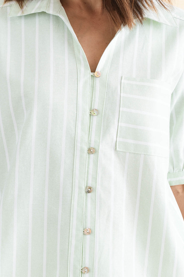Maris Mint Stripe Cotton Blend Shirt,Detail,Brunette model,alt text|model:Cara image 5
