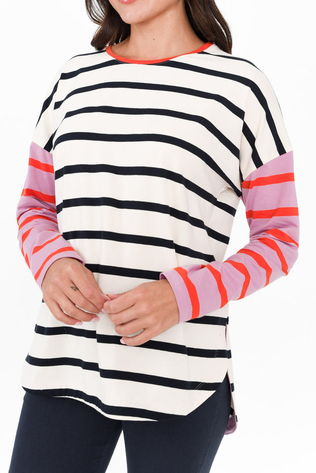 Marta Multi Stripe Cotton Long Sleeve Tee image 5