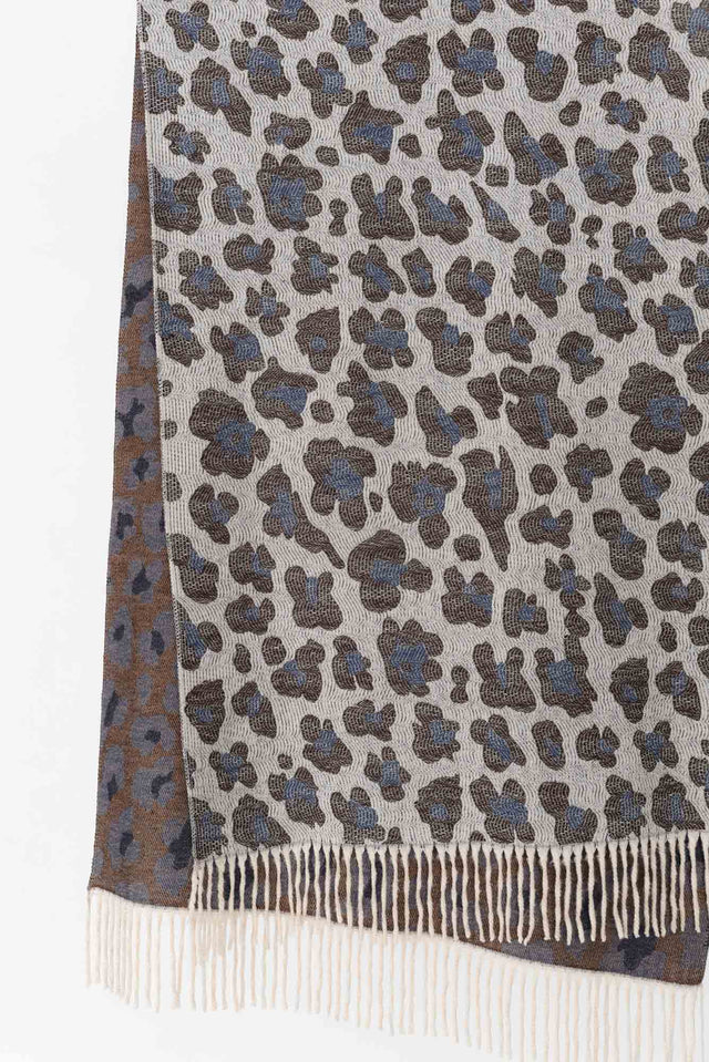 Marwa Brown Leopard Tassel Scarf image 4