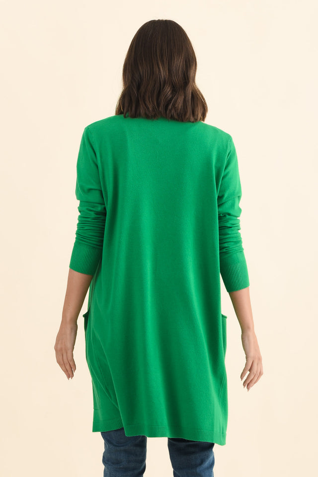 Mary Forest Green Pocket Cardigan,Brunette model,alt text|model:MJ image 5